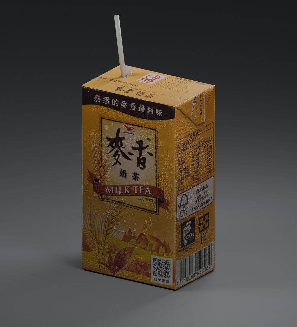 麥香奶茶盒的 3D 模型預覽